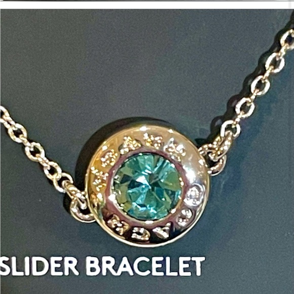 Coach Open Circle Slider Blue Topaz Bracelet NWT - Picture 2 of 2